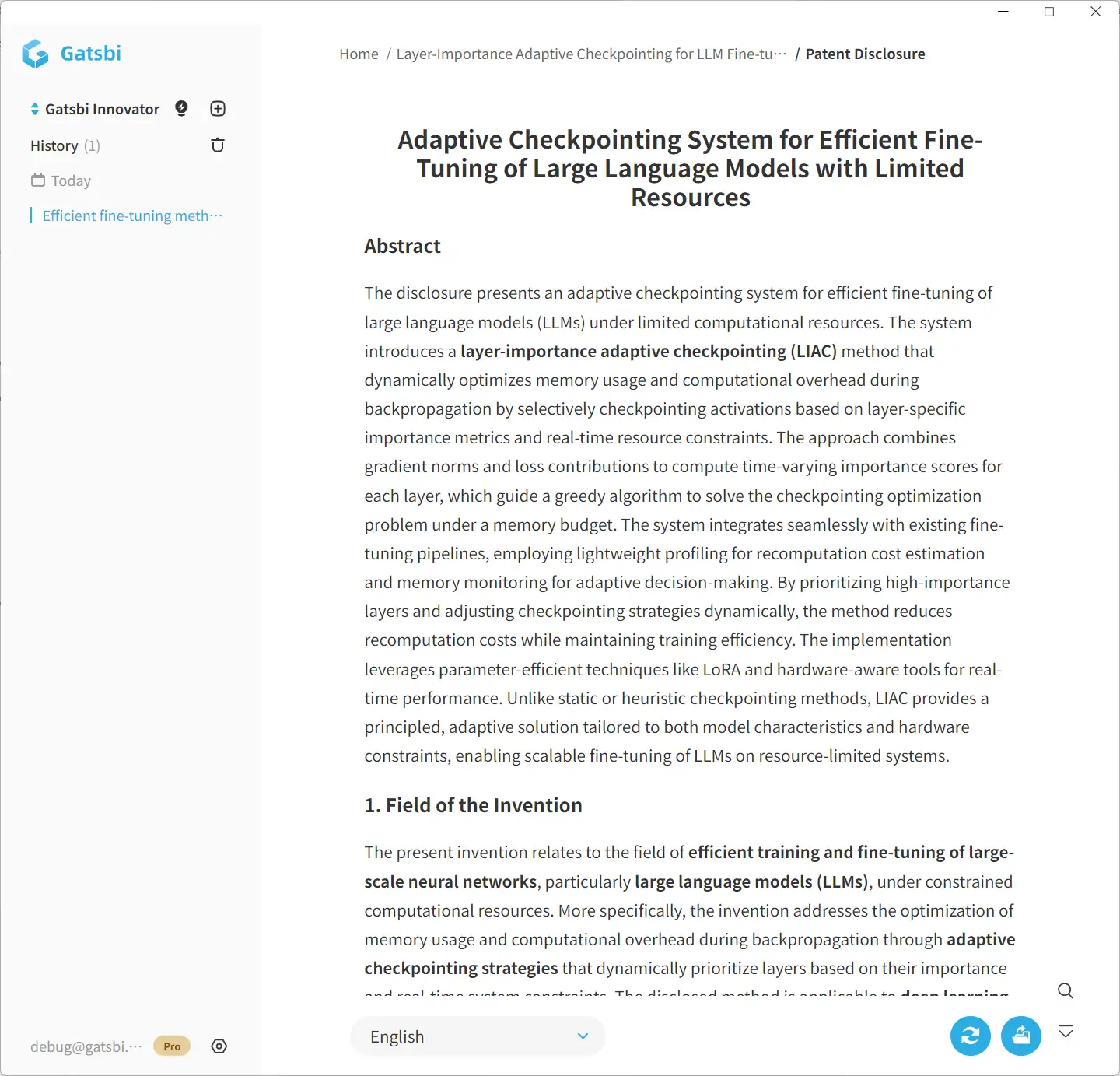 Gatsbi generated patent screenshot 1
